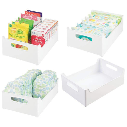 mDesign Stackable Plastic Storage Organizer Containers with Handles for Kitchen Countertop, Cabinet, Pantry, Refrigerator - BPA Free - for Kids Snacks/Food - 10