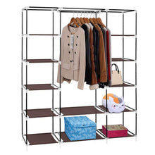Load image into Gallery viewer, Budget amashion 69 5 tier portable clothes closet wardrobe storage organizer with non woven fabric quick and easy to assemble dark brown