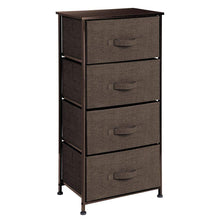 Load image into Gallery viewer, New mdesign vertical dresser storage tower sturdy steel frame wood top easy pull fabric bins organizer unit for bedroom hallway entryway closets textured print 4 drawers espresso brown