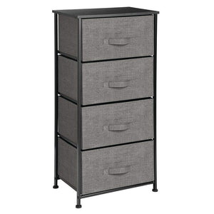 Exclusive mdesign vertical dresser storage tower sturdy steel frame wood top easy pull fabric bins organizer unit for bedroom hallway entryway closets textured print 4 drawers charcoal gray black