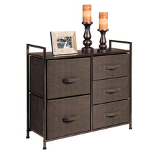 Load image into Gallery viewer, Purchase mdesign wide dresser storage tower sturdy steel frame wood top easy pull fabric bins organizer unit for bedroom hallway entryway closets textured print 5 drawers espresso brown