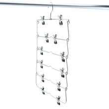 Load image into Gallery viewer, Buy homend 6 tier skirt hangers foldable pants hangers closet organizer stainless steel fold up space saving hangers 5 pack