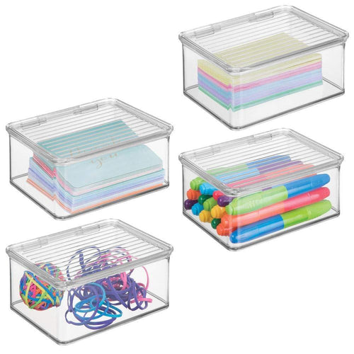 mDesign Small Mini Plastic Stackable Organizer Box