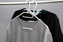 Load image into Gallery viewer, On amazon higher hangers space saving clothes hangers heavy duty closet organizers helps reduce wrinkles and clutter great for dorms and increasing closet space 40 pack white plastic