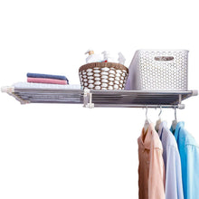 Load image into Gallery viewer, Featured hershii closet tension shelf expandable telescopic rod heavy duty clothes hanging rail adjustable diy storage organizer shoe rack for garage bathroom kitchen bedroom