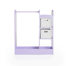 Load image into Gallery viewer, Amazon best guidecraft see and store dress up center lavender pretend play storage closet with mirror shelves armoire for kids with bottom tray costume storage dresser
