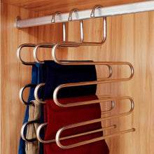 Load image into Gallery viewer, Home eco life sturdy s type multi purpose stainless steel magic pants hangers closet hangers space saver storage rack for hanging jeans scarf tie family economical storage 1 pce 1