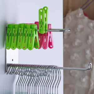 Heavy duty wall mounted clothes hanger organizer stainless steel hanger storage rack closet space saving self adhesive no need nails