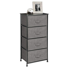 Load image into Gallery viewer, Buy mdesign vertical dresser storage tower sturdy steel frame wood top easy pull fabric bins organizer unit for bedroom hallway entryway closets textured print 4 drawers charcoal gray black