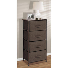 Load image into Gallery viewer, Online shopping mdesign vertical dresser storage tower sturdy steel frame wood top easy pull fabric bins organizer unit for bedroom hallway entryway closets textured print 4 drawers espresso brown