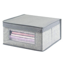 Load image into Gallery viewer, Shop for mdesign soft stackable fabric closet storage organizer holder bin with clear window attached lid for home office den hallway entryway textured print medium 6 pack gray