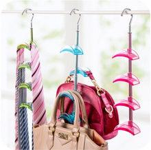 Load image into Gallery viewer, Related louise maelys rotating handbag hanger rack closet organizer for bag ties belt scarf 4 hooks clear