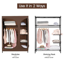 Load image into Gallery viewer, Save langria heavy duty wire shelving garment rack clothes rack portable clothes closet wardrobe compact zip closet extra large wardrobe storage rack organizer hanging rod capacity 420 lbs dark brown