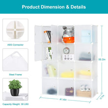 Load image into Gallery viewer, Great honey home modular storage cube closet organizers portable plastic diy wardrobes cabinet shelving with easy closed doors for bedroom office kitchen garage 12 cubes white