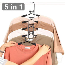 Load image into Gallery viewer, Kitchen pupouse multi layers clothes hangers 5 in 1 anti slip sponge metal clothes rack multifunctional closet hanger space saving organizer for jacket coat sweater skirt trousers shirt t shirt
