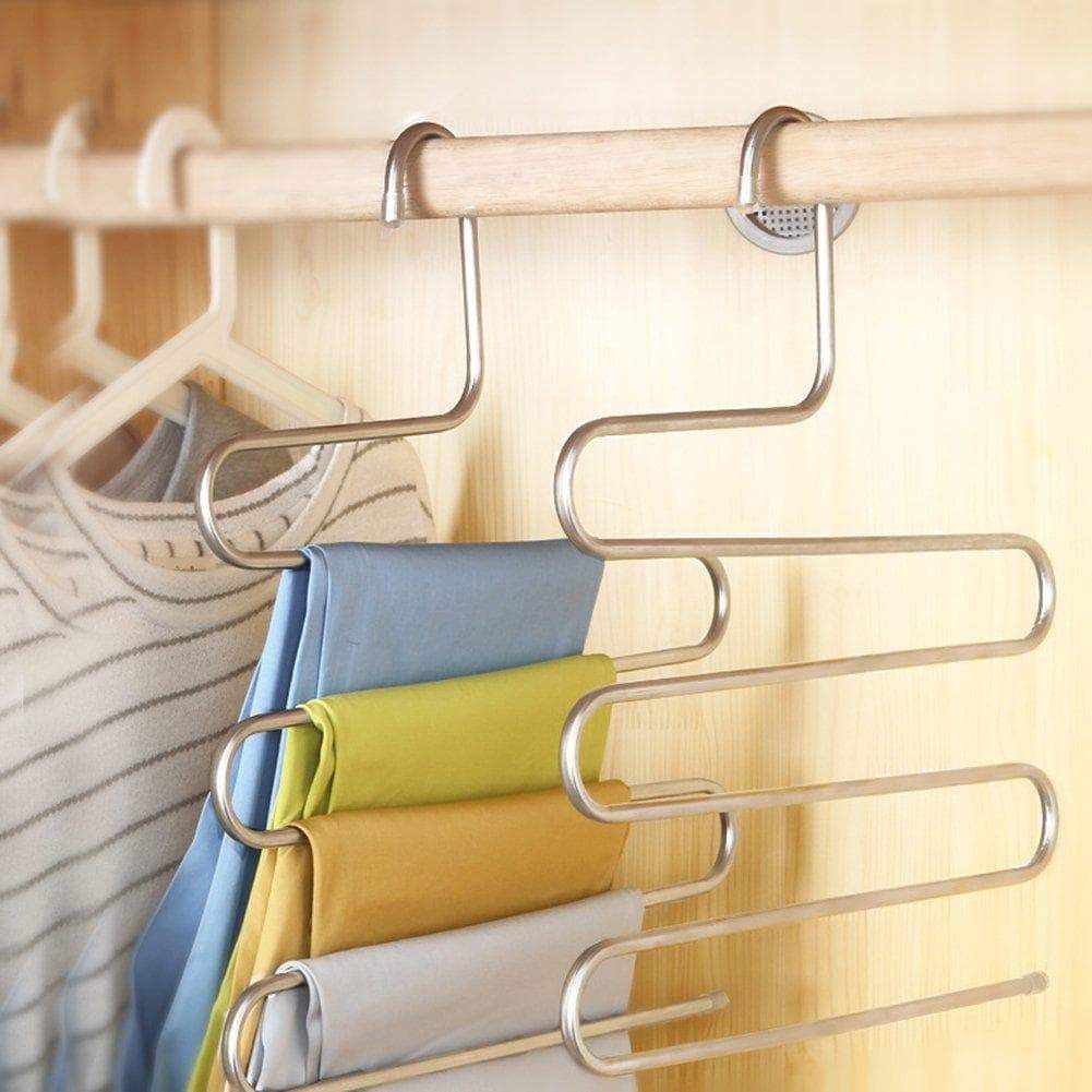 On amazon s type stainless steel clothes pants hangers for closet organization with multi purpose for space saving storage 10 pack 1
