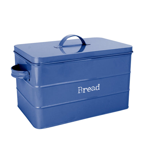 Harbour Housewares Vintage Kitchen Bread Bin in Metal - Navy