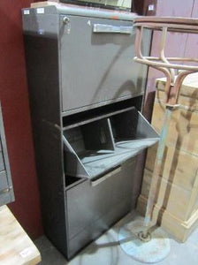 Cabinet with 3 stacked storage bins