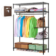 Load image into Gallery viewer, Purchase langria heavy duty wire shelving garment rack clothes rack portable clothes closet wardrobe compact zip closet extra large wardrobe storage rack organizer hanging rod capacity 420 lbs dark brown