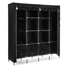 Load image into Gallery viewer, Order now songmics 67 inch wardrobe armoire closet clothes storage rack 12 shelves 4 side pockets quick and easy to assemble black uryg44h