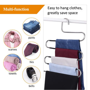 Exclusive ieoke pant hangers durable slack hangers multi layers stainless steel space saving clothes hangers closet storage for jeans trousers 4 pack