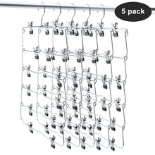 Load image into Gallery viewer, Amazon best homend 6 tier skirt hangers foldable pants hangers closet organizer stainless steel fold up space saving hangers 5 pack