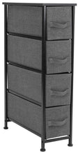Load image into Gallery viewer, Products sorbus narrow dresser tower with 4 drawers vertical storage for bedroom bathroom laundry closets and more steel frame wood top easy pull fabric bins black charcoal