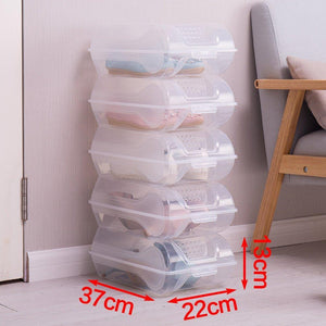 Selection baoyouni clear shoe box closet corner storage case holder dust proof breathable organizer saving space stackable with lid for flats athletic shoes sandals heels sneakers pack of 5