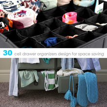 Load image into Gallery viewer, Home mifxin underwear socks storage organizer drawer divider 30 cell foldable closet drawer organizer storage box bin for socks bras underwear ties with dust moisture proof cover black