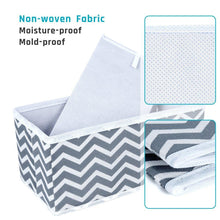 Load image into Gallery viewer, New storage bins ispecle foldable cloth storage cubes drawer organizer closet underwear box storage baskets containers drawer dividers for bras socks scarves cosmetics set of 6 grey chevron pattern