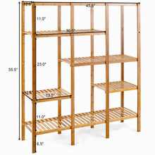 Load image into Gallery viewer, Top rated costway multifunctional bamboo shelf bathroom rack storage organizer rack plant display stand w several cell closet storage cabinet 5 tier