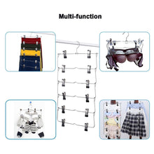 Load image into Gallery viewer, Top rated 6 tier skirt hangers star fly space saving pants hangers sturdy multi purpose stainless steel pants jeans slack skirt hangers with clips non slip closet storage organizer 3pcs 1