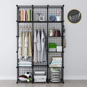 Great george danis wire storage cubes metal shelving unit portable closet wardrobe organizer multi use rack modular cubbies black 14 inches depth 3x5 tiers