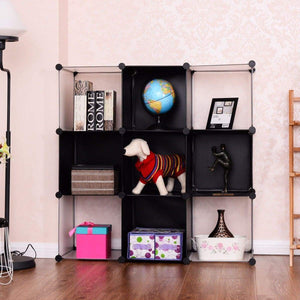 Discover tangkula cube storage organizer 9 cube bookshelf diy plastic closet cabinet modular bookcase storage shelving for bedroom living room office 43 5l x 14 6 w x 43 5h