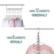 Load image into Gallery viewer, Get meetu space saving hangers wonder multifunctional clothes hangers stainless steel 6x2 slots magic hanger cascading hanger updated hook design closet organizer hanger pack of 12