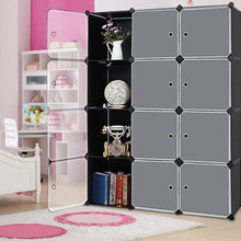 Load image into Gallery viewer, Heavy duty robolife 12 cubes organizer diy closet organizer shelving storage cabinet transparent door wardrobe for clothes shoes toys