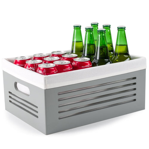 Order now wooden storage box decorative closet cabinet and shelf basket organizer lined with machine washable soft linen fabric gray large