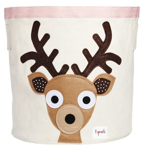 3 Sprouts Canvas Storage Bin - Laundry and Toy Basket for Baby and Kids Deer