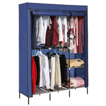 Load image into Gallery viewer, Products yiilove stylish wardrobe storage portable clothes closet organizer with rollable wardrobe curtain for bedroom to storage clothes shoes blue