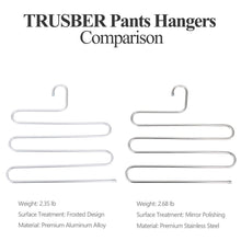 Load image into Gallery viewer, Discover trusber stainless steel pants hangers s shape metal clothes racks with 5 layers for closet organization space saving for pants jeans trousers scarfs durable and no distortion silver pack of 5