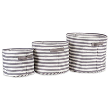Load image into Gallery viewer, Shop for dii fabric round room nurseries closets everyday storage needs asst set of 3 gray stripe laundry bin assorted sizes