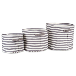 Shop for dii fabric round room nurseries closets everyday storage needs asst set of 3 gray stripe laundry bin assorted sizes