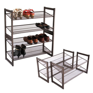 Discover the best rackaphile 4 tier stackable metal shoe rack mesh utility shoe storage organizer shelf for closet bedroom entryway 32 3 28 9 12 bronze