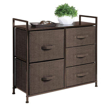 Load image into Gallery viewer, Products mdesign wide dresser storage tower sturdy steel frame wood top easy pull fabric bins organizer unit for bedroom hallway entryway closets textured print 5 drawers espresso brown