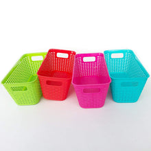 Load image into Gallery viewer, Try small colorful plastic baskets rectangle tray pantry organization and storage kitchen cabinet spice rack food shelf organizer organizing for desks drawers weave deep closets lockers