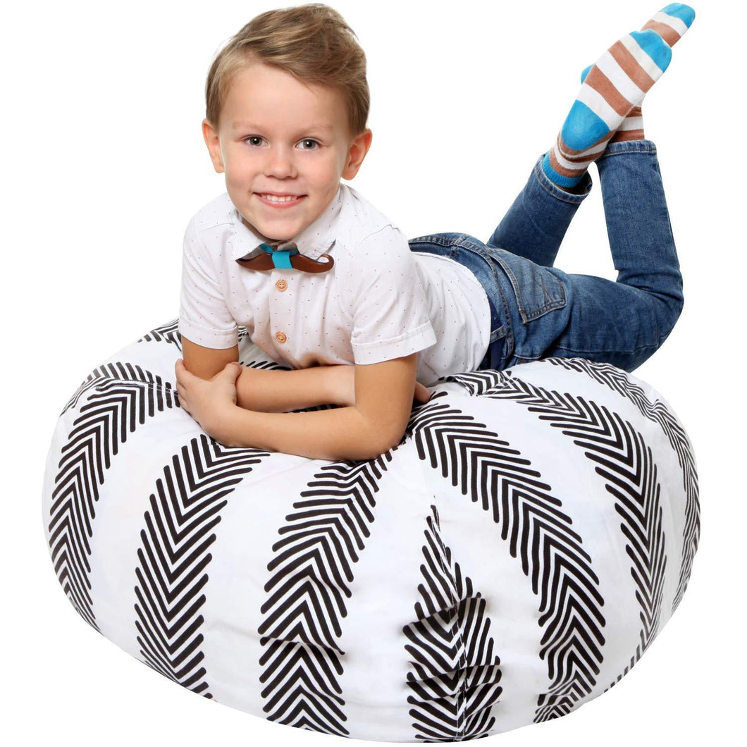 5 STARS UNITED Stuffed Animal Storage Bean Bag - Large Beanbag Chairs for Kids - 90+ Plush Toys Holder and Organizer for Boys and Girls - 100% Cotton