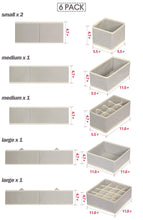 Load image into Gallery viewer, Try tenabort 6 pack foldable drawer organizer dividers cloth storage box closet dresser organizer cube fabric containers basket bins for underwear bras socks panties lingeries nursery baby clothes gray