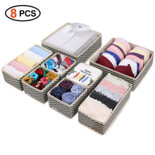 Load image into Gallery viewer, Top rated dresser drawer organizer 8 pcs foldable storage box fabric closet storage cubes clothes storage bins drawer dividers storage baskets for bras socks underwear accessories home office bedroom