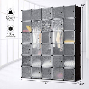 Budget friendly tangkula cube storage organizer cube closet storage shelves diy plastic pp closet cabinet modular bookcase large storage shelving with doors for bedroom living room office 30 cube
