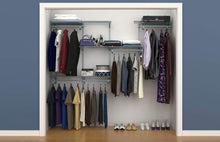 Load image into Gallery viewer, Save closetmaid 78809 shelftrack 5ft to 8ft adjustable closet organizer kit satin chrome